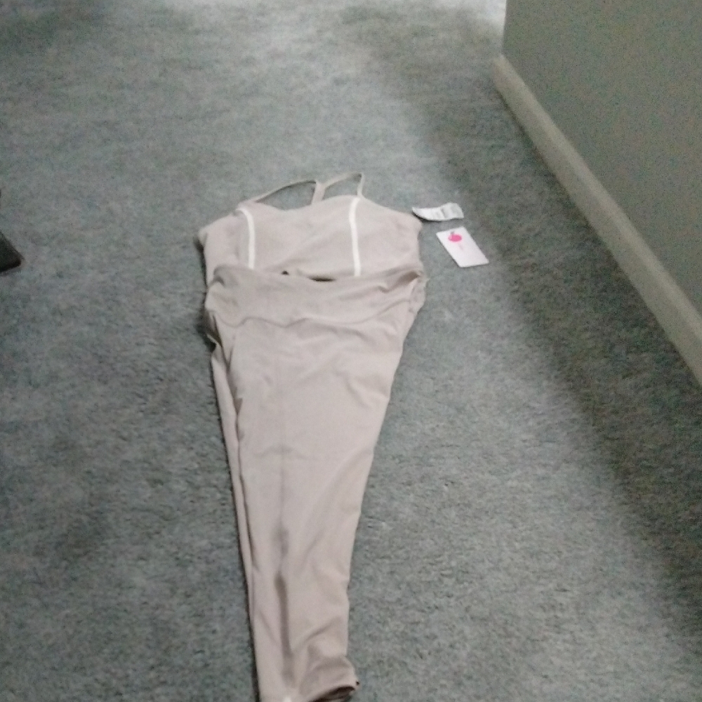 Yogalicious Tan Jumpsuit Comfortable Stretchy Romper